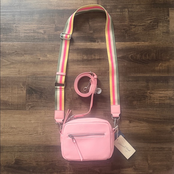 Universal Thread Handbags - Universal Thread Pink Crossbody Bag with Multicolor Stripe Strap